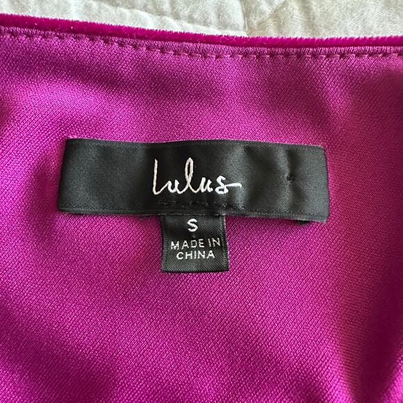 Lulus Impressive Essence Magenta Velvet One-Shoulder Cutout Midi Dress Small - Picture 9 of 16